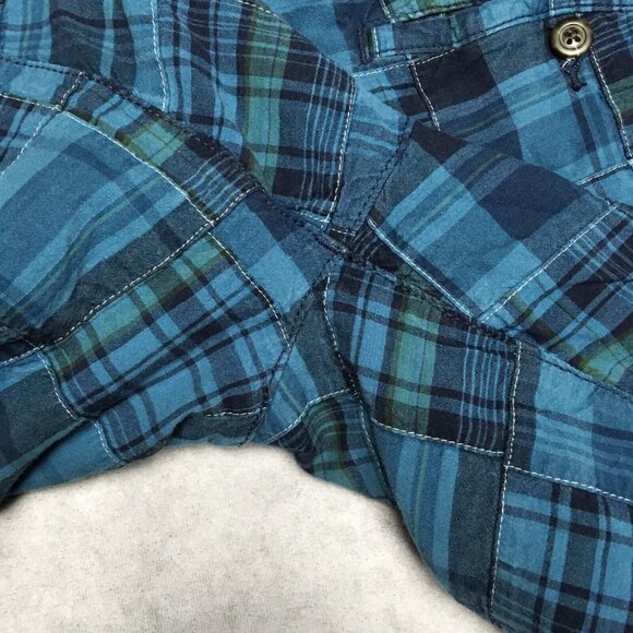 Gap Khakis Mens Quilted Patchwork Shorts size 38 Blue Flat Front Cotton Pockets - Picture 8 of 10